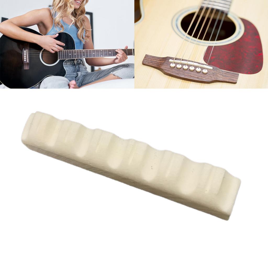 Acoustic Guitar Pre Slotted Bone Nut Replacement 6 String Guitar Top Nut Up Saddle Music Instrument Parts Easy Install