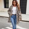 Warm Ladies Imitation Fur Coat Plush Jacket Cold Imitation Fox Leopard Print Big