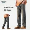 Мужская одежда осень/зима | Джинсы из стираного денима, свободные прямые брюки, широкие брюки в стиле ретро в стиле американец, повседневные брюки