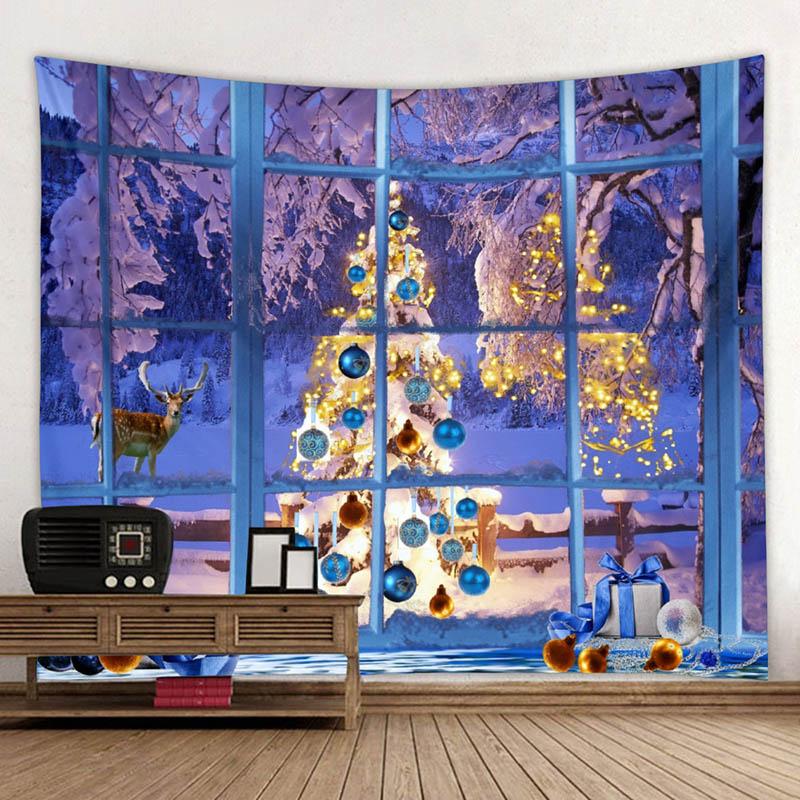 Рождественский полиэфирный настенный фон с принтом для гостиной, спальни, домашнего декора, гобелен Tapisserie de Noël