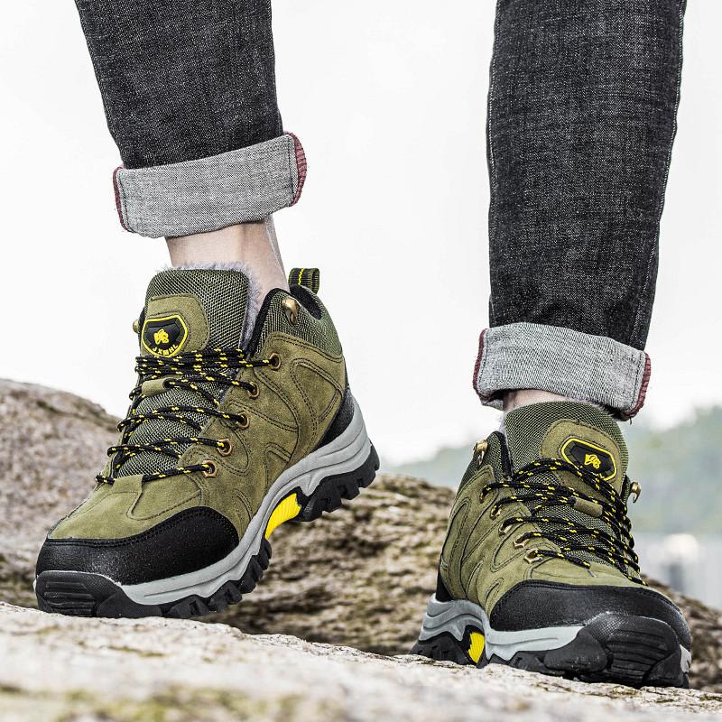 Мужские зимние ботинки, походные ботинки, зеленые, мужские, повседневные, для скалолазания, спортивные ботинки, теплые, с мехом, большого размера