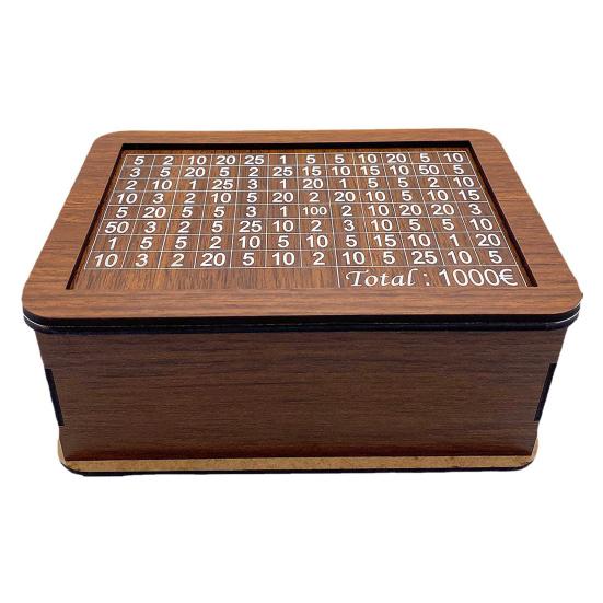 Wooden Money Box with Counter Marker Pen 1000/3000/10000 USD Piggy Bank Coin Cash Container Kids Adults Money Saving Challenge Case Jar