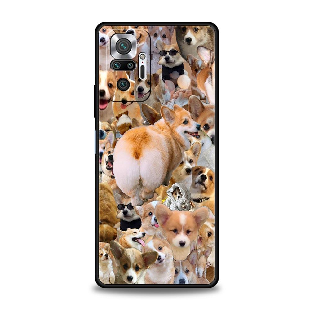 Милый Чехол для Телефона с Собакой Корги для Redmi 14C 10C Note 15 14 13 12 10 11 K40 Pro Plus 5G Ударопрочный Мягкий ТПУ Чехол Fundas Capas