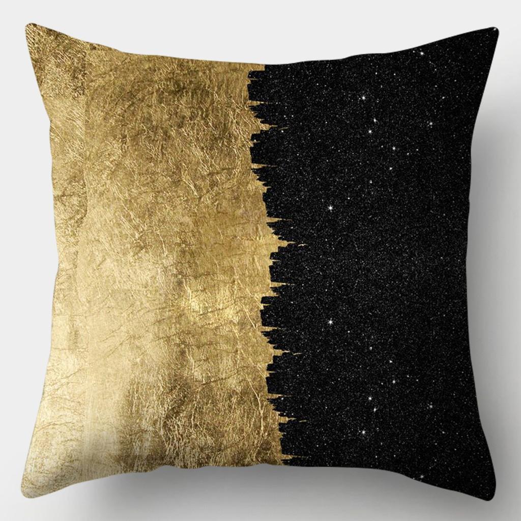Black Gold Pattern Pillowcase Square Sofa Pillowcase Creative Pattern Cushion Cover
