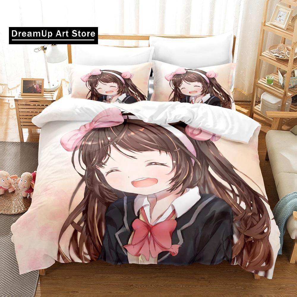 3D-печать аниме Kawaii Girls Kizuna AI Постельное белье Single Twin Full Queen King Size Bed Set Adult Kid Bedroom Duvet cover Sets