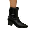 Women's Pointed Toe Chunky Heel Martin Ankle Boots, Slim Fit Mid-Calf Short Boots, Plus Size Fall Winter Shoes
