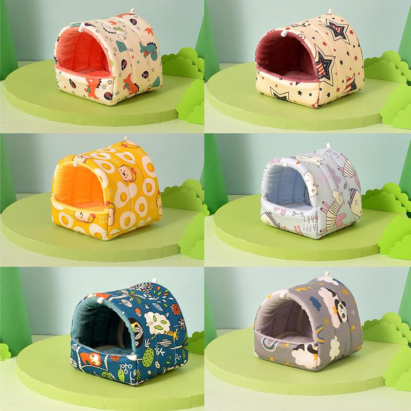 Симпатичная бархатная клетка, мягкий домик для хомяков, спальный мешок для маленьких животных, гнездо для хомяка с принтом