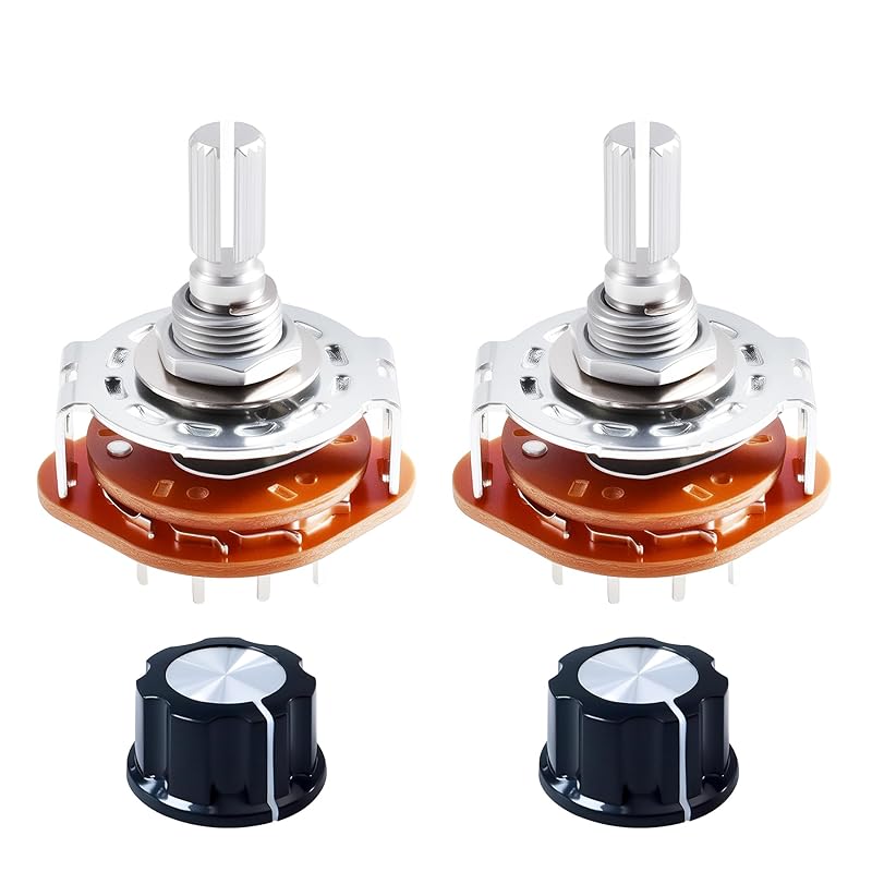 KCZ Rotary Band Switch 2P8T 2 Pole 8 Position Band Channel Rotary Selector Switches 2 Deck Waveband switches with Linear Knob for TV, Radio,