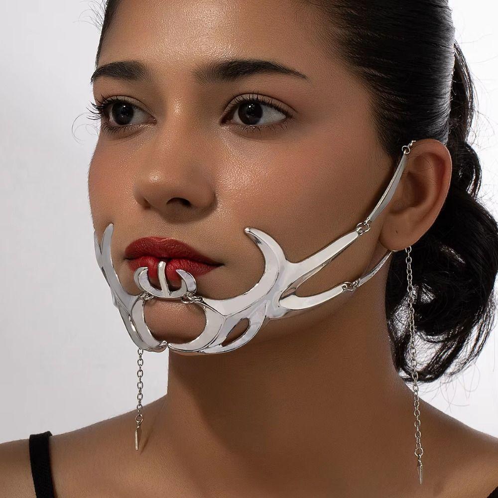 Маска Косплей Готическая Маска Нос Механическая Неправильная Металлическая Лицо Ношение Праздничная Вечеринка Декор