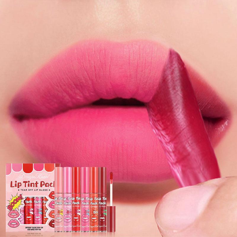 6 шт./кор. отрывной блеск для губ, набор, водостойкая стойкая матовая красная отшелушивающая жидкая помада, татуировка, тонированная нелипкая глазурь для губ