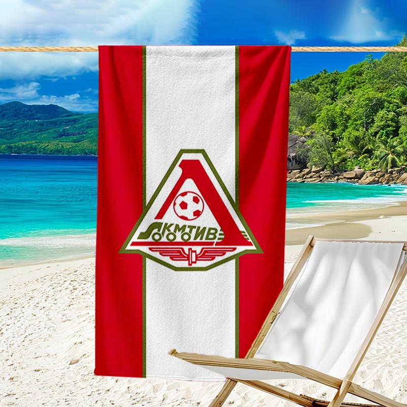 Green And Red Soccer Emblem Printed Beach Towel, Super Soft Microfiber, Perfect Gift Birthday, for Pool, Beach, Travel, for family and friends