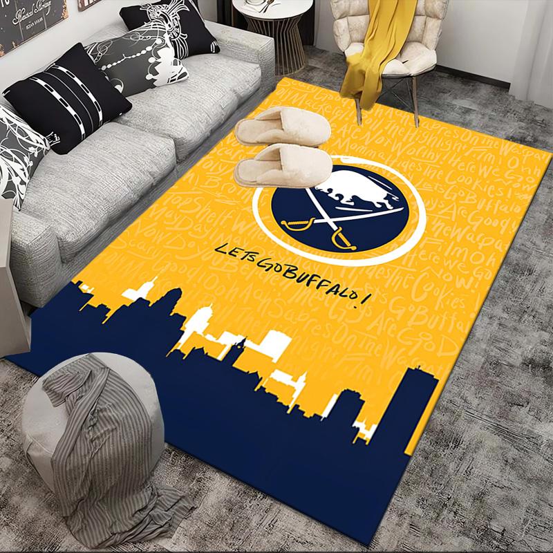 Sabres Hockey Team Spirit Area Rug Suitable for Indoor And Outdoor,Carpets for Kitchens, Homes, Offices, Living Rooms,Home Decor,Christmas Gift