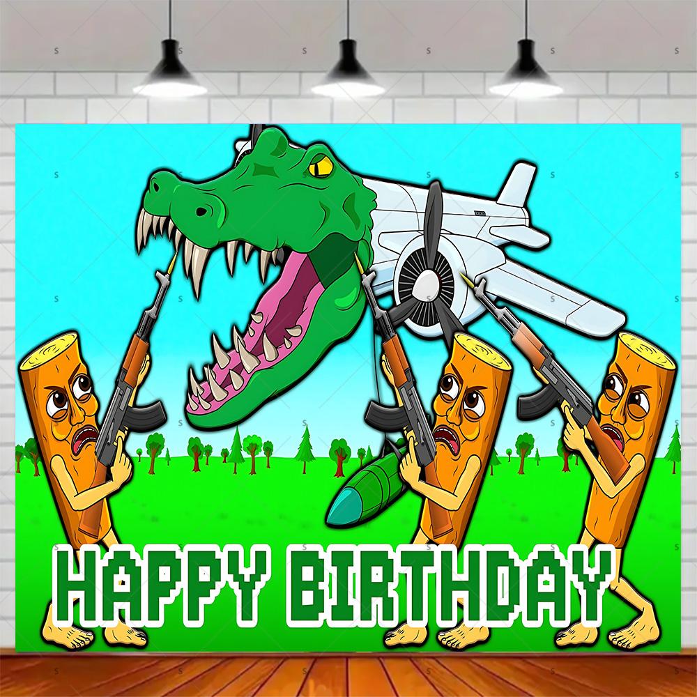 Tung Tung Tung Sahur Tralalo Italian Brainrot Birthday Party Background Decoration Supplies  Photography Decor Backdrop Kid Gift356