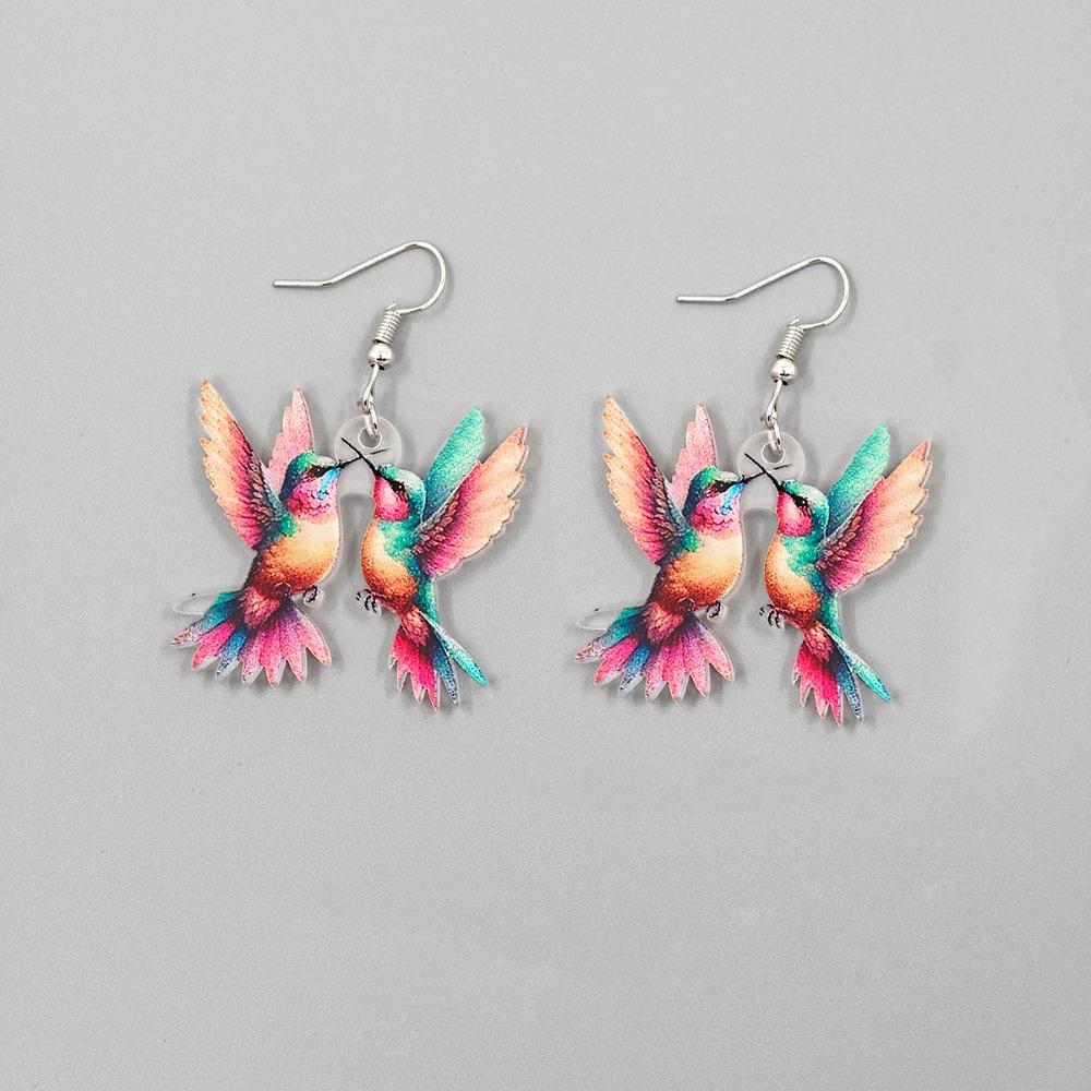 Акриловые Красочные Серьги-Колибри Заявление Ювелирные Изделия Серьги-Пуссеты Ювелирный Аксессуар