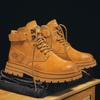 Мужские желтые кожаные ботинки Martin: Толстая подошва, бархатная подкладка, водонепроницаемые, увеличивающие рост, устойчивые к ударам, повседневные рабочие ботинки для осени и зимы.