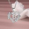 1 Pc Silvery Color 26 English Letter Heart Necklace CZ Zircon Flower Pendant Wedding Band Jewelry Valentine's Day Gift