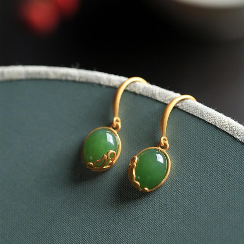 Натуральные серьги из хэтяньского жасписа для женщин, классический дизайн, старинное золотое мастерство, винтажные серьги с шармом, банкетные украшения