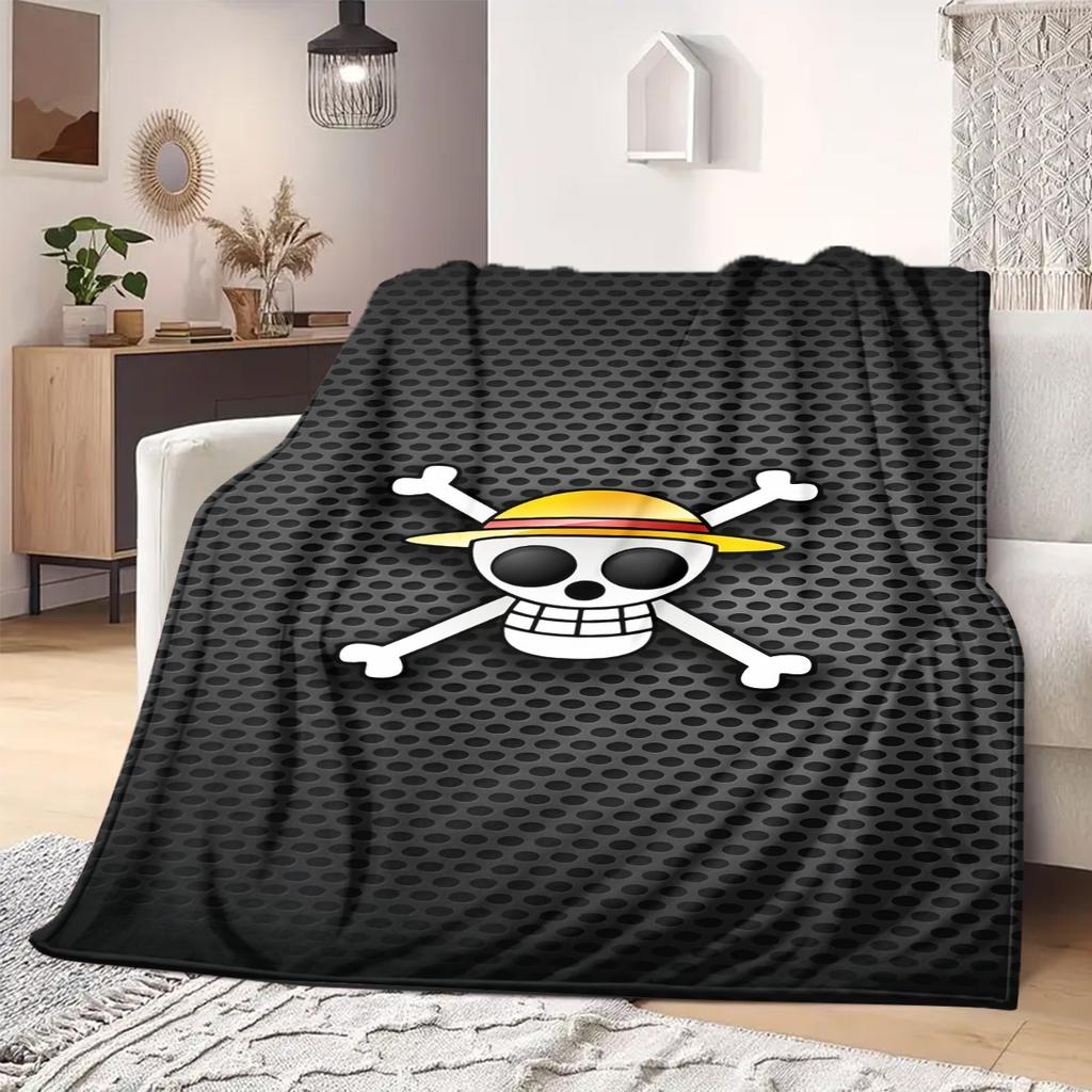 ONE PIECE Straw Hat Pirates Print Blanket Warm Comfortable Flannel Blanket Suitable for Bedrooms,Sofas, Beds,Chairs -QIAO111