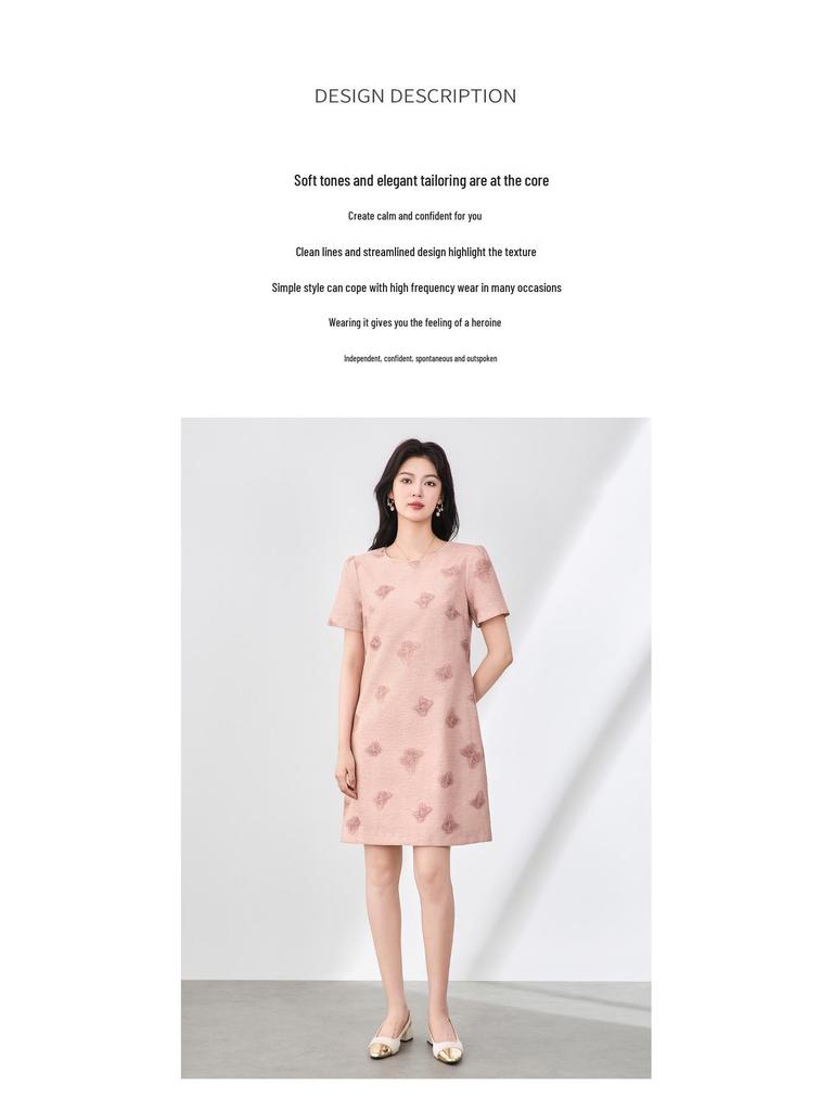 Tencel Linen A-line Dress with Butterfly Embroidery - French Style Slimming Fit for Women