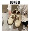 Лоферы женские 2024 новые весенние популярные женские туфли на платформе на шнуровке одинарные туфли весенне-осенние универсальные британские маленькие кожаные туфли