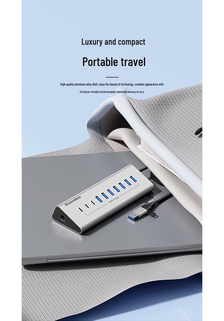 BlueShuo USB 3.2 10-Port Type-C Hub Splitter for Laptops & Desktops