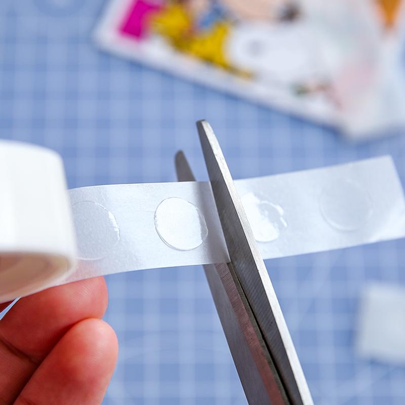 1 рулон, бесследная клейкая лента в горошек, съемная, 100 шт., прозрачная двухсторонняя клейкая лента для альбома, дневника, школьного домашнего хозяйства