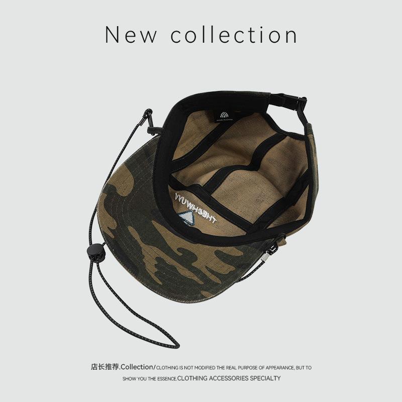 American vintage camouflage baseball cap for men, spring/summer flat brim outdoor sunshade hat, women's face-enhancing baseball cap