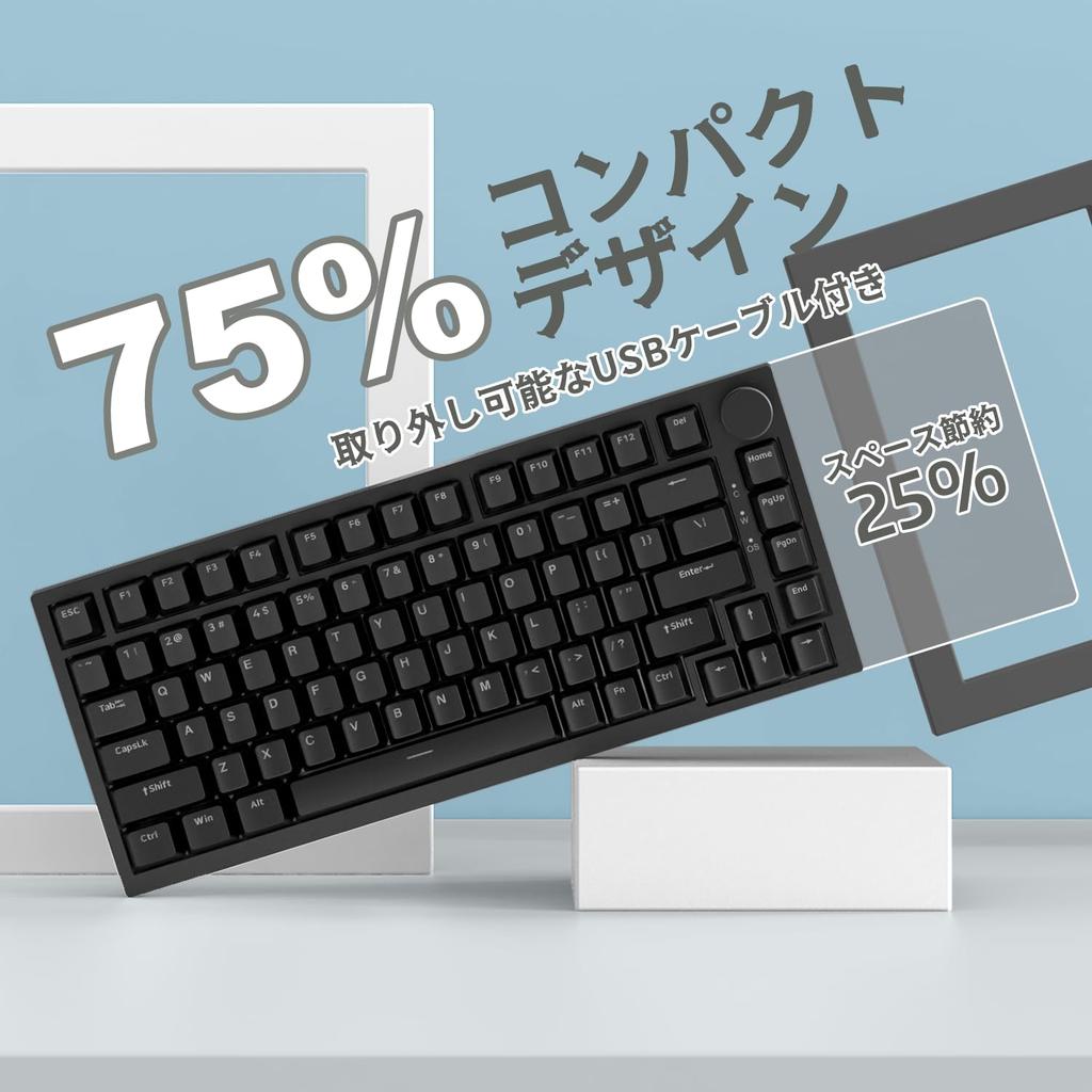 AK820 Wired Mechanical Keyboard Red Axis 82 Key Compact Gaming Keyboard Hot Swap Compatible Gasket Structure Backlit with Knob USB Connection DIY