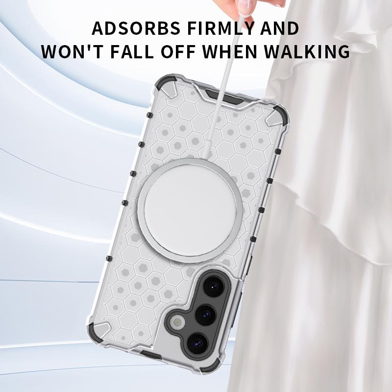 Магнитный беспроводной зарядный бронированный чехол Airbag для Samsung Galaxy S23 S24 Plus Ultra FE A35 A55 5G PC TPU резиновый противоударный чехол