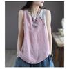 Летний новый свободный жилет на подтяжках из хлопка для женщин с тонкой верхней декоративной пуговицей