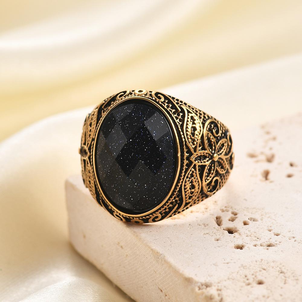 Мужское литое кольцо из нержавеющей стали 22 мм ручной работы, античный дизайн с натуральным камнем, модный аксессуар