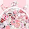 60Pcs Pink Color Retro Aesthetic Stickers Waterproof Vinyl Art Decals Romantic Valentine's Day Stickers Removable DIY Decorative Stickers for