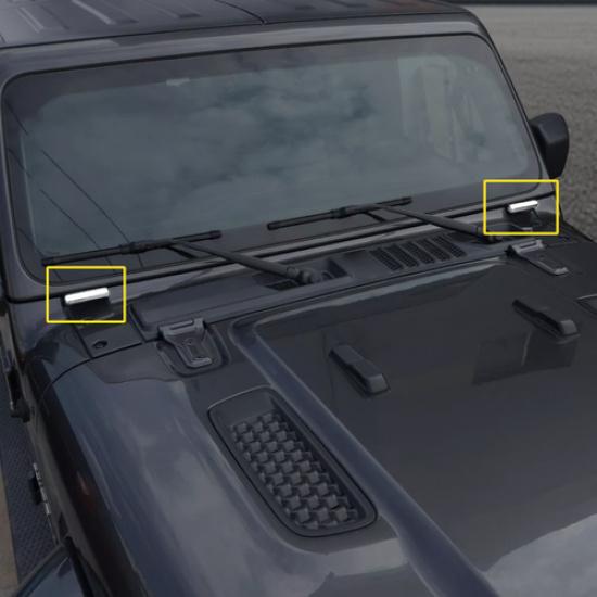 For 18-25 Jeep Gladiator JT/JL Chrome Front Windshield Hinge Cover Trim Decor 2P