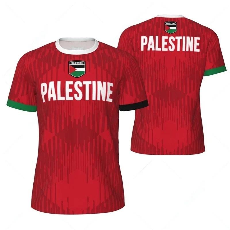 Palestinian Flag Men's Football T-shirt Summer Trendy Emblem 3D Printed Sportswear Fashion Casual Comfortable Short Sleeve Tops