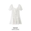 Spring 2025 Women's European & American Style Lace Dress with Tie-Front