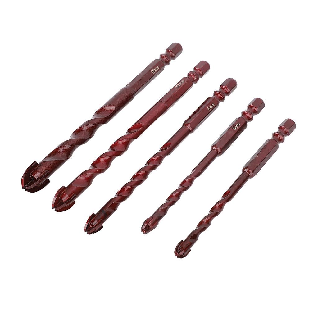 Набор из 5 сверл по камню с шестигранным хвостовиком 1/4 дюйма 5 6 8 10 12 мм Сверла из сплава вольфрамовой стали для