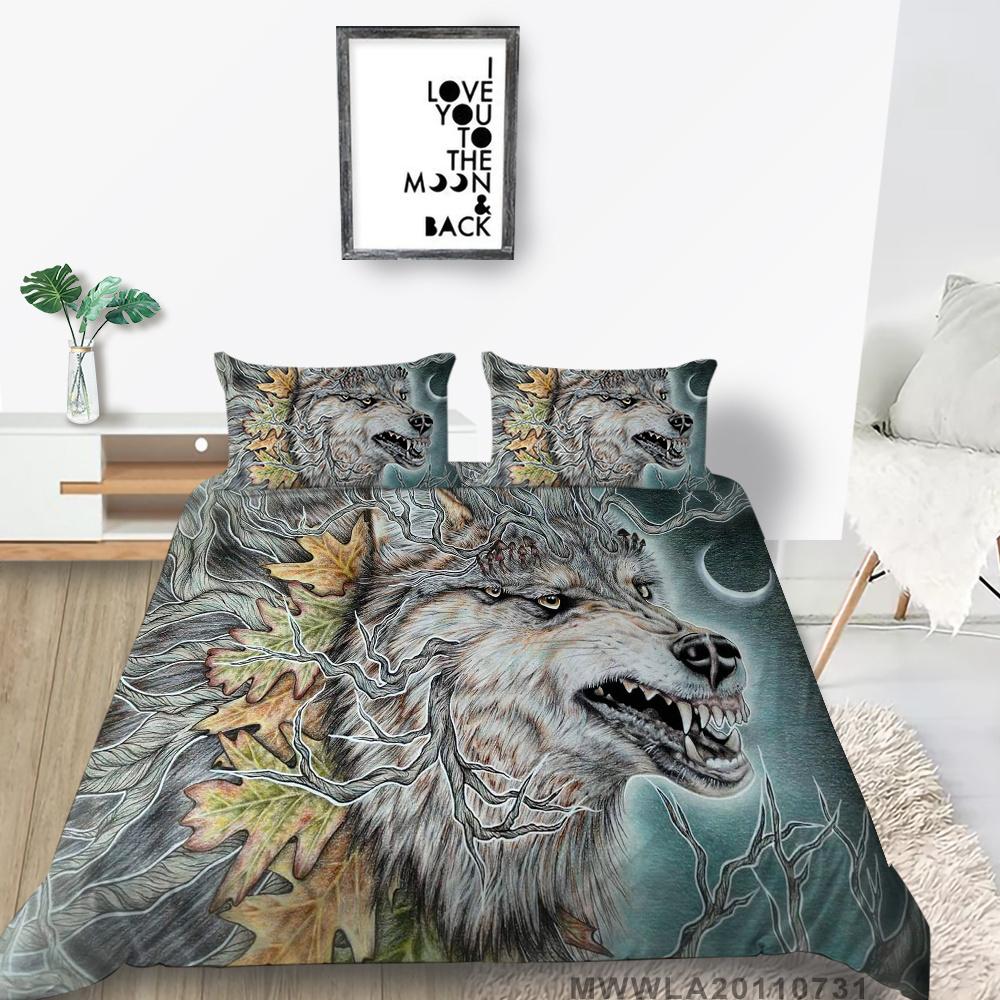 2023 New Style 3D Wolf Printed Single King Size Luxury Duvet Cover Set with Bedding Pillow Home Textiles Duvet Cover Sets