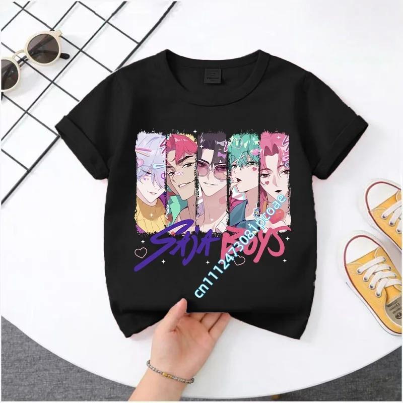 2026 New K-POP Saja Boys Print Short-Sleeved Spring Summer Clothing for Boys and Girls Cute Cotton T-shirt for Boys and Girls