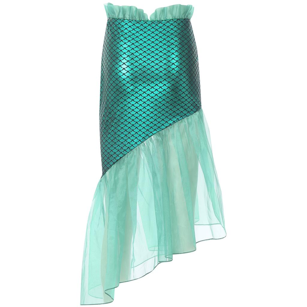 Женская юбка с оборками и принтом «рыбья чешуя», юбка для латинских танцев, юбка-русалка, костюм для косплея на Хэллоуин и карнавал