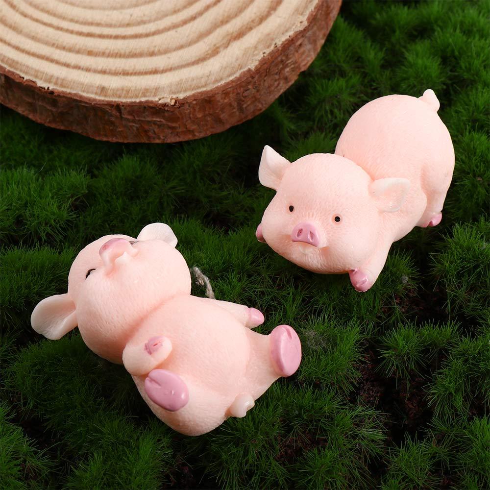 Animal Statue Pink Pig Toy Micro Landscape Decoration Resin Craft Pig Miniature Dollhouse Accessory
