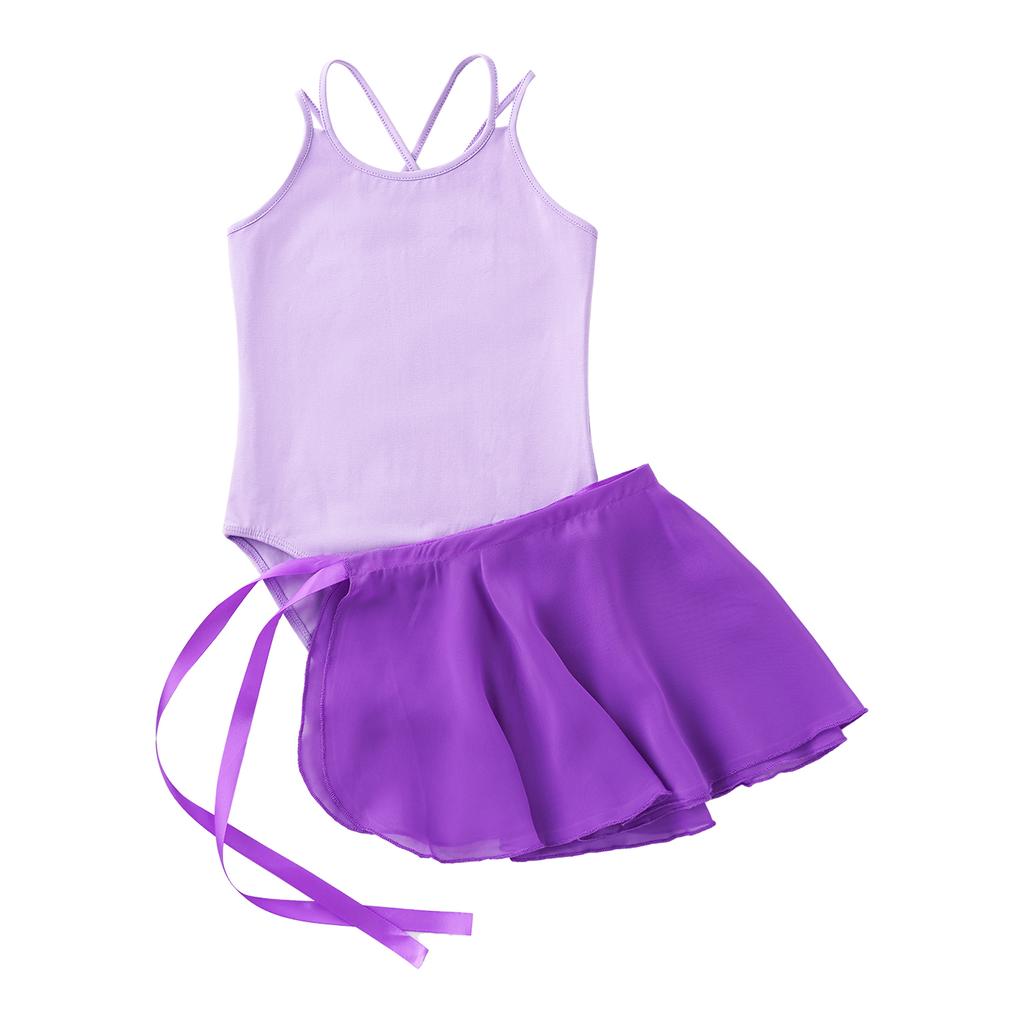 Ballet Dance Gymnastics Leotard with Chiffon Wrap Skirt Outfit Set Kids Girls Stylish Dancewear