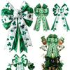 St Patricks Day Tree Topper Bows for Wreath Decorations Irish Holiday Crafts Bows for Front Door Indoor Outdoor Use