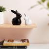 Home Décor Ceramic Rabbit Figurines (Set of 2, Black and White)