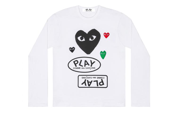 CDG Play Футболки Мужские Белые С Круглым Вырезом Умеренный Прямой Крой AZ-T286-051-1
