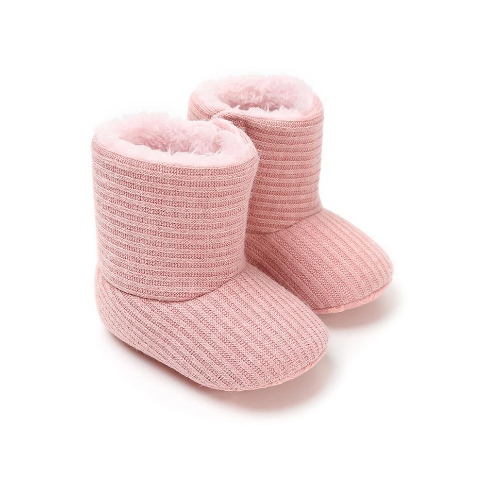 Зимние вязаные зимние сапоги для малышей, обувь для маленьких мальчиков и девочек, однотонные флисовые сапоги для первых ходунков на мягкой подошве с плюшевой подкладкой