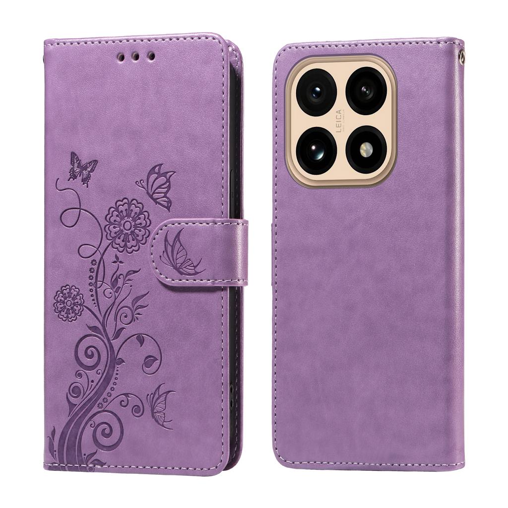 For Xiaomi 15T Leather Case Butterfly Floral Imprint Wallet Stand Cover
