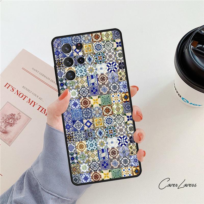 Резиновый чехол для телефона с марокканской плиткой Для Samsung Galaxy S24 S25 S23 S22 Ultra Note 10 20 Plus S20 S21 FE Чехол