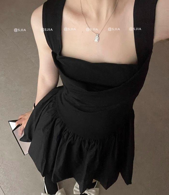 Elegant White Summer Suspender Dress - Sexy, Slimming, Puffy Princess Style for Petite Women