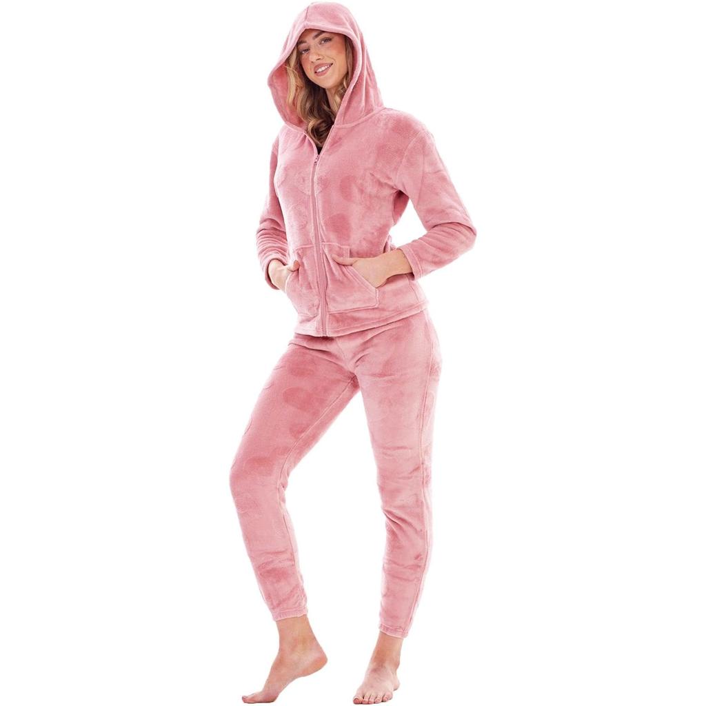 Keanu Womens/Ladies Heart Fleece Embossed Long Pyjama Set