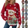 Women's Fashion Long Sleeve Christmas Loose Long Sleeve Round Neck Casual Top
